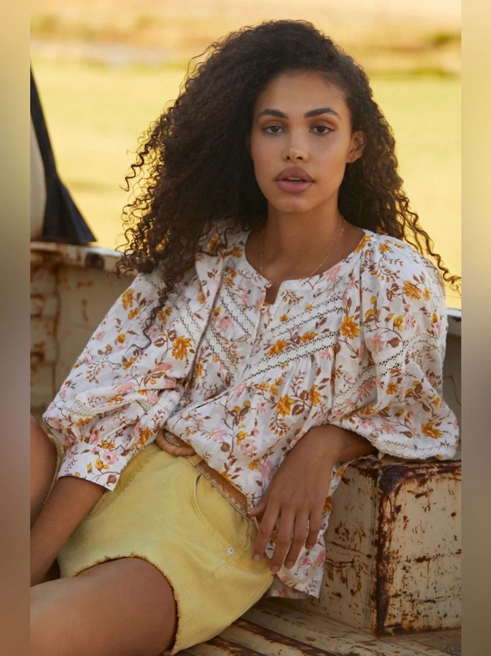 Anthropologie Harmony Floral Lace Peasant Blouse
